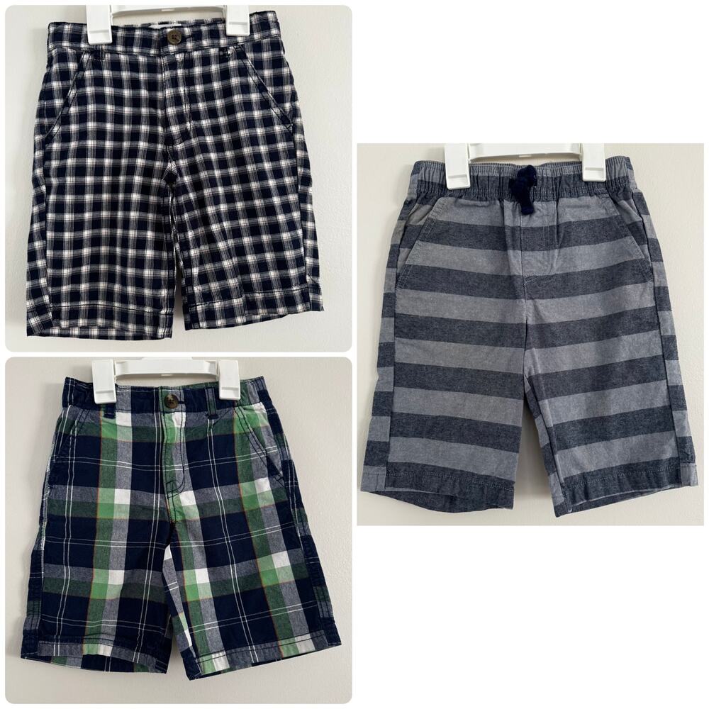 Plaid and Stripe Shorts Bundle:  Includes 3 Pair.
